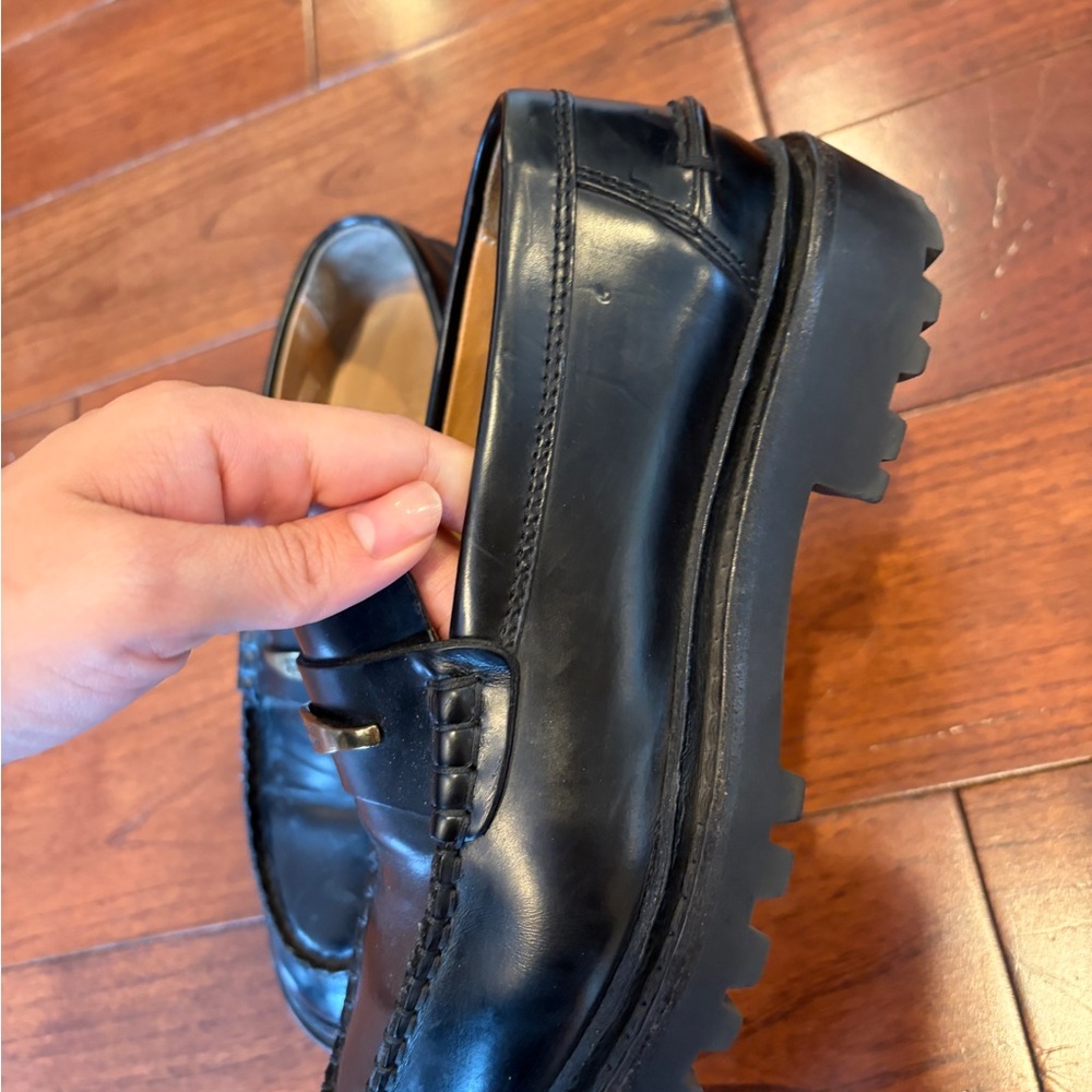 Isabel Marant Black Leather Penny Loafers with Brass Plaque - Picture 3 of 6